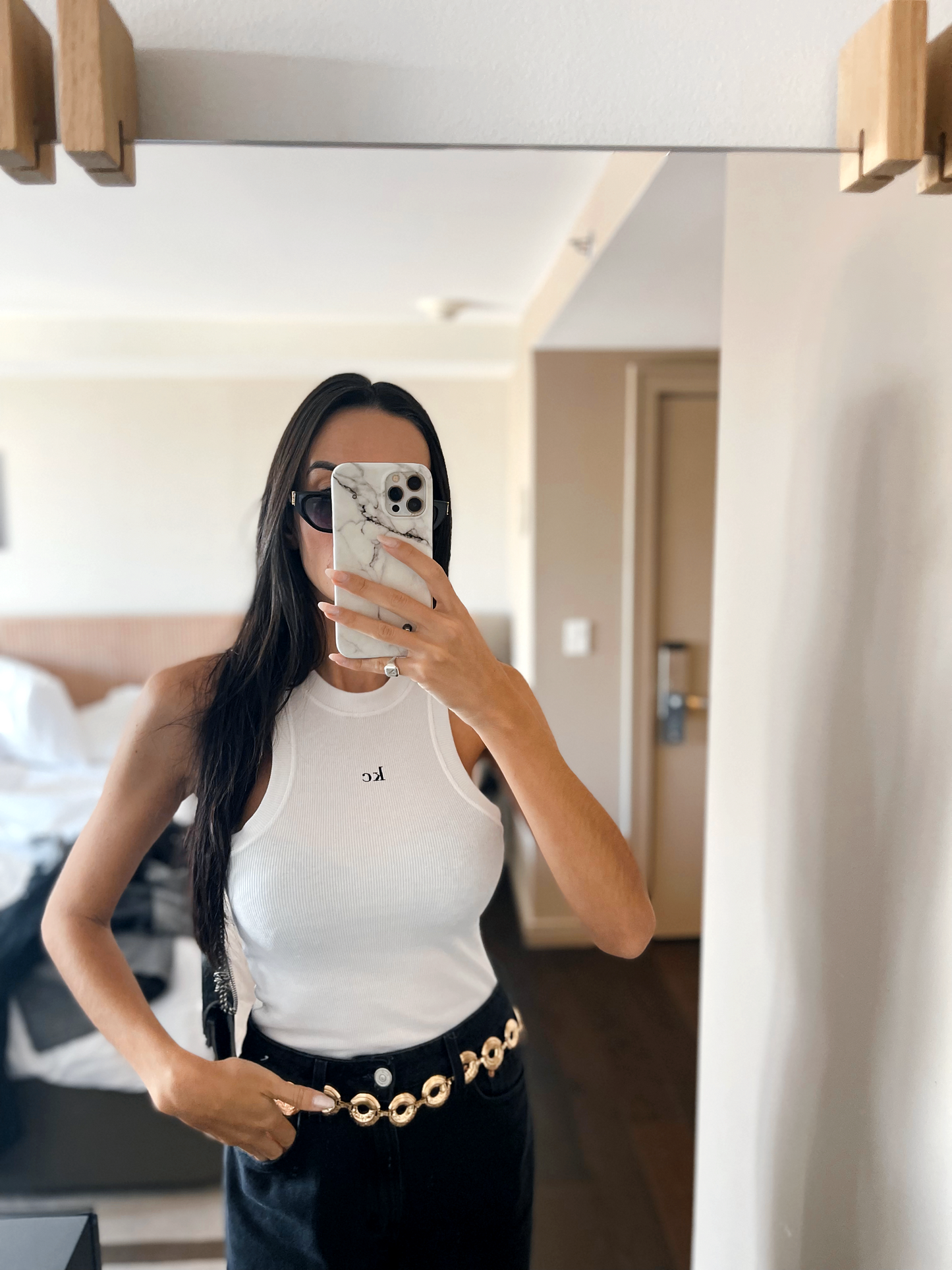 Regata Feminina Nadador com Nervuras Canelado Tendência Off White Kc