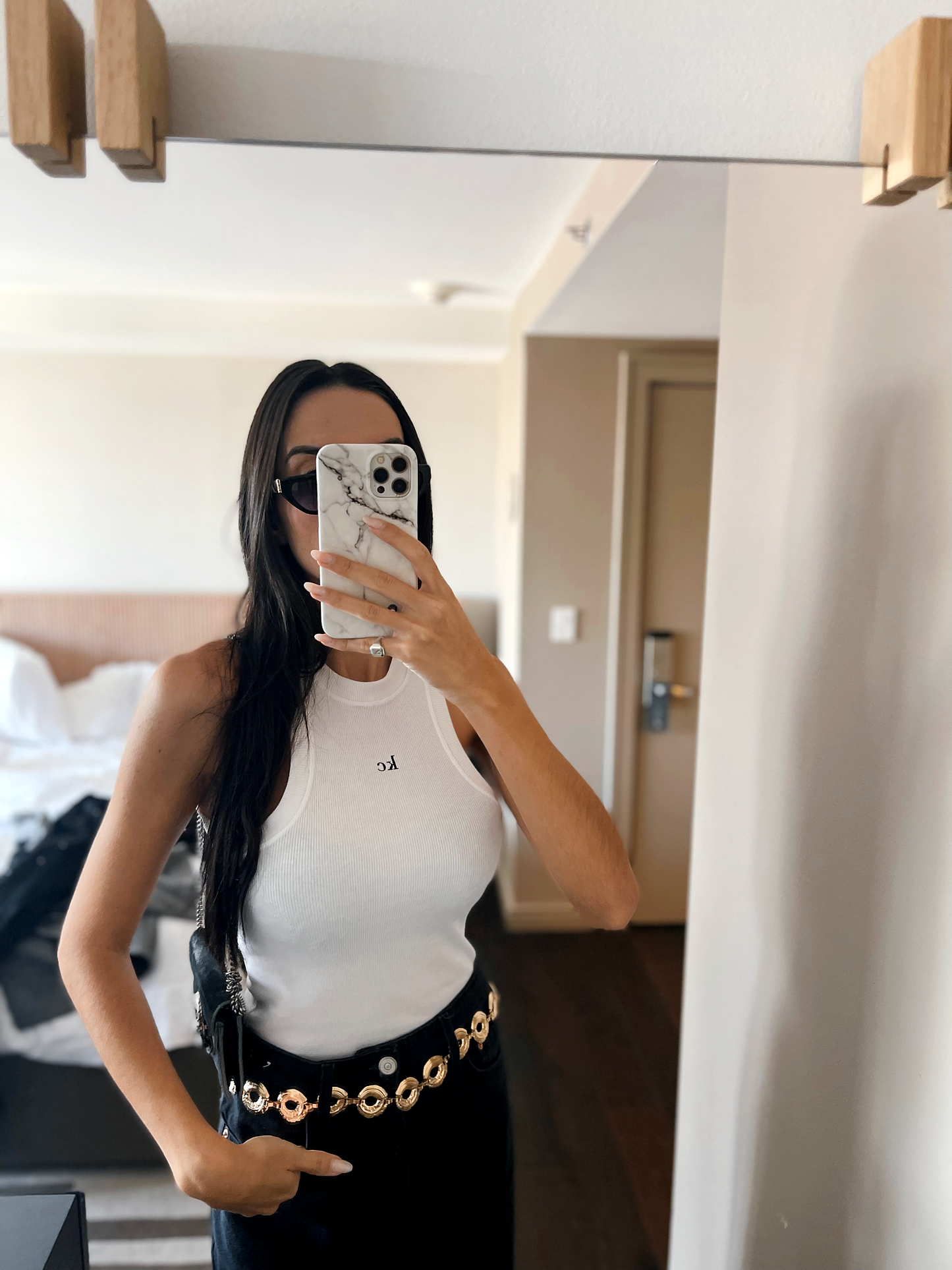 Regata Feminina Nadador com Nervuras Canelado Tendência Off White Kc