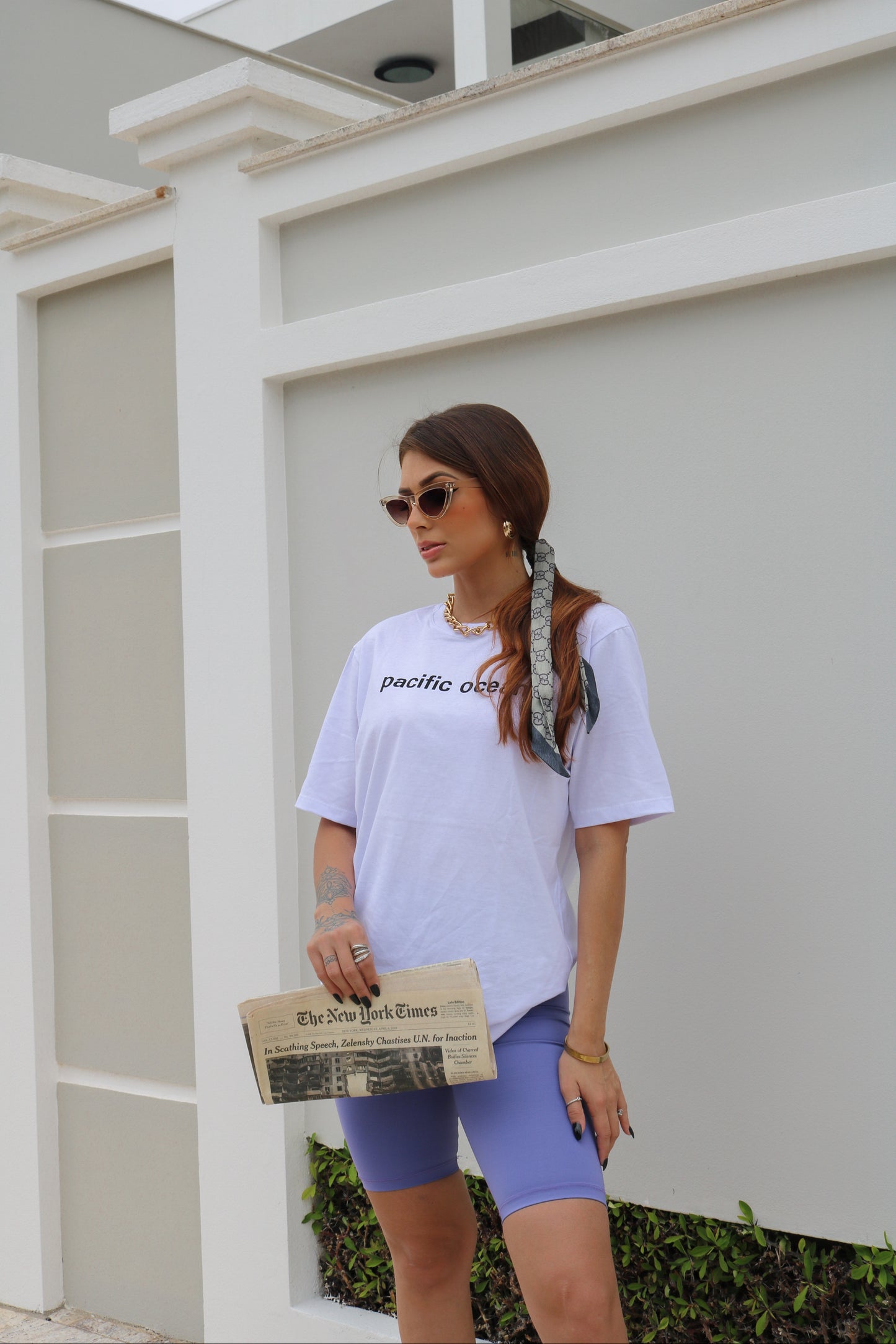 T-shirt Feminin 100% Algodão Estampa Pacific Ocean Branca