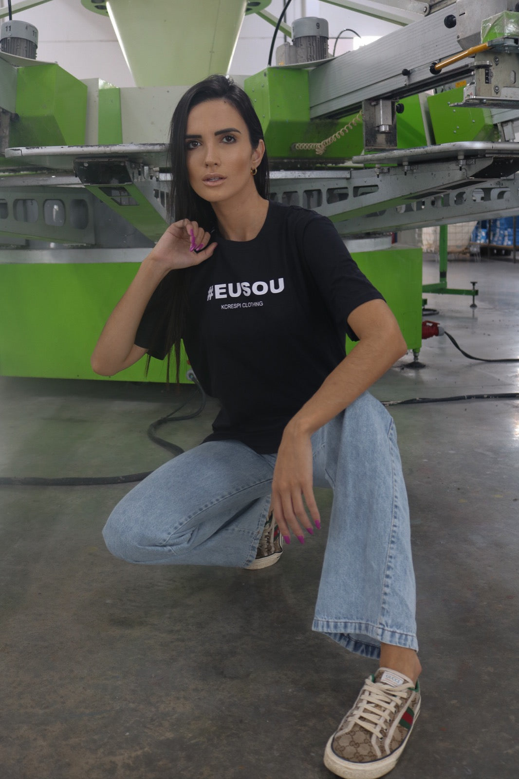 T-shirt 100% Feminina Algodão Estampa Eu Sou eu Preto
