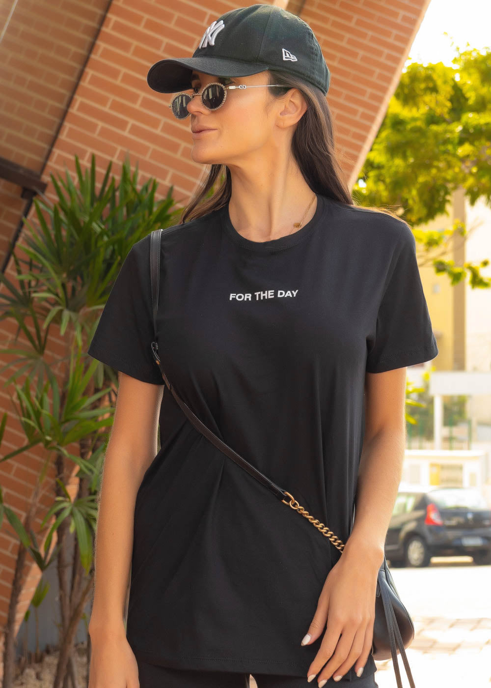 T-shirt Feminina 100% Algodão For The Day Preto
