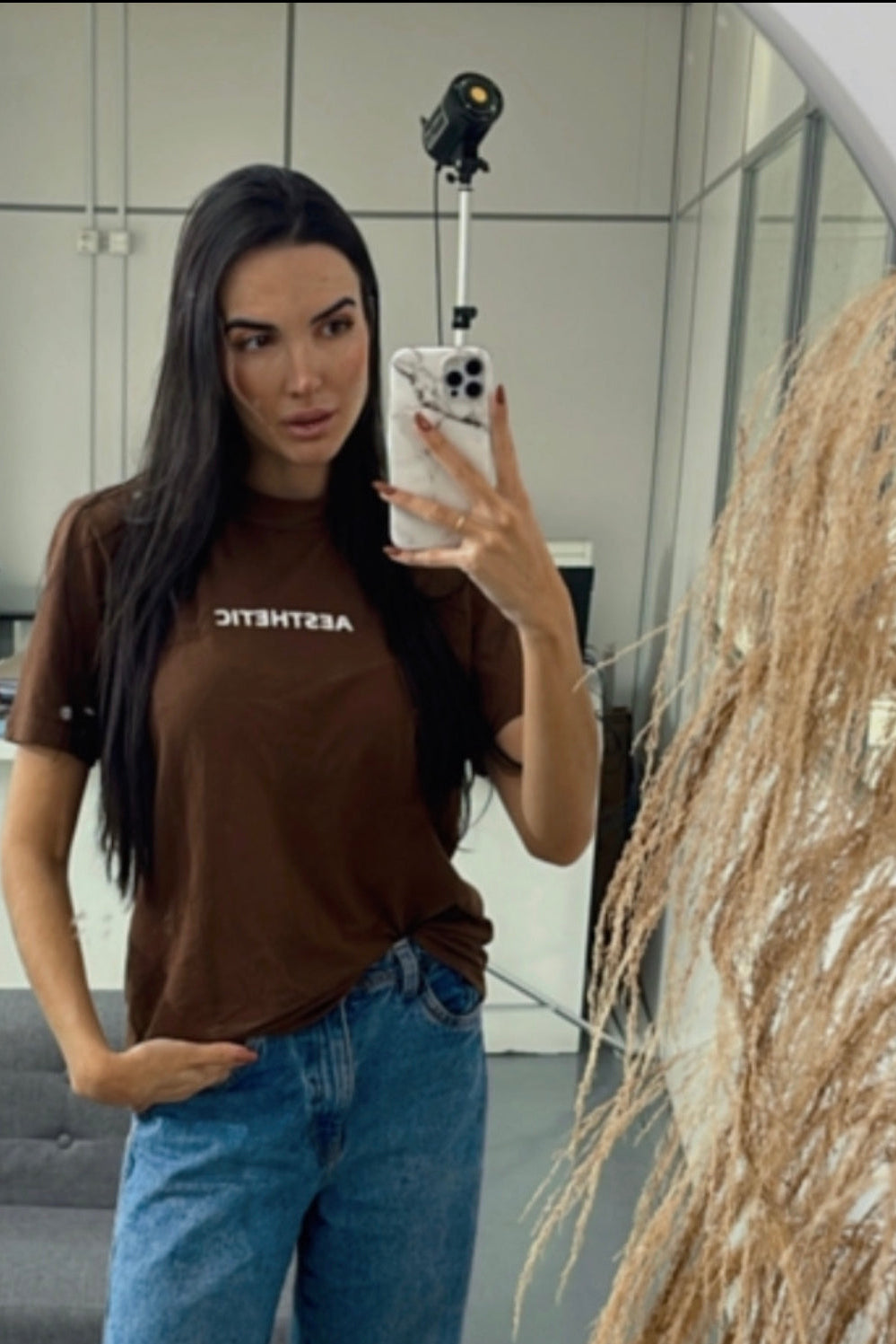 T-shirt Feminina 100% Algodão Aesthetic Marrom