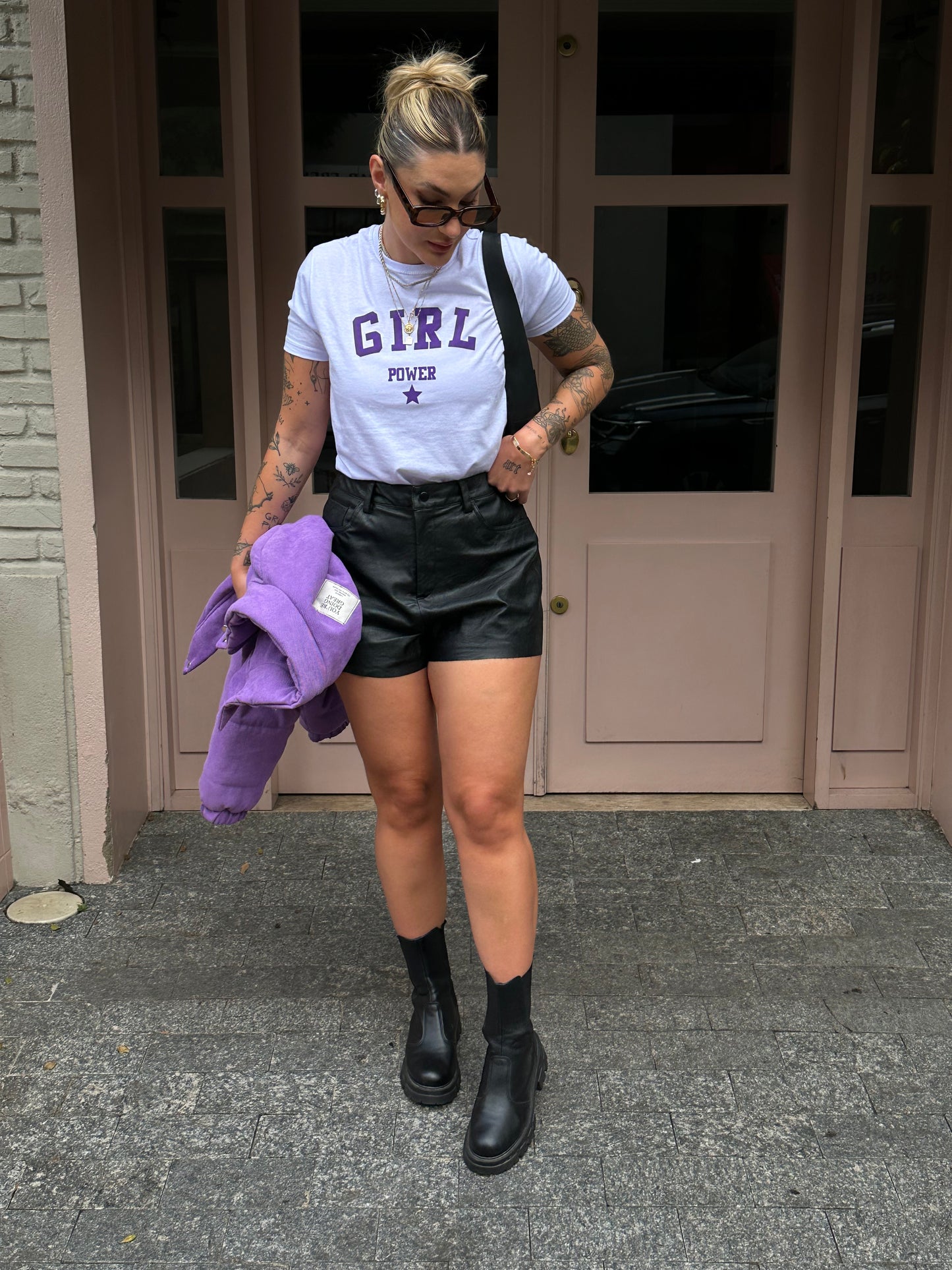 T-shirt Feminina 100% Algodão Estampa Girl Power Branca