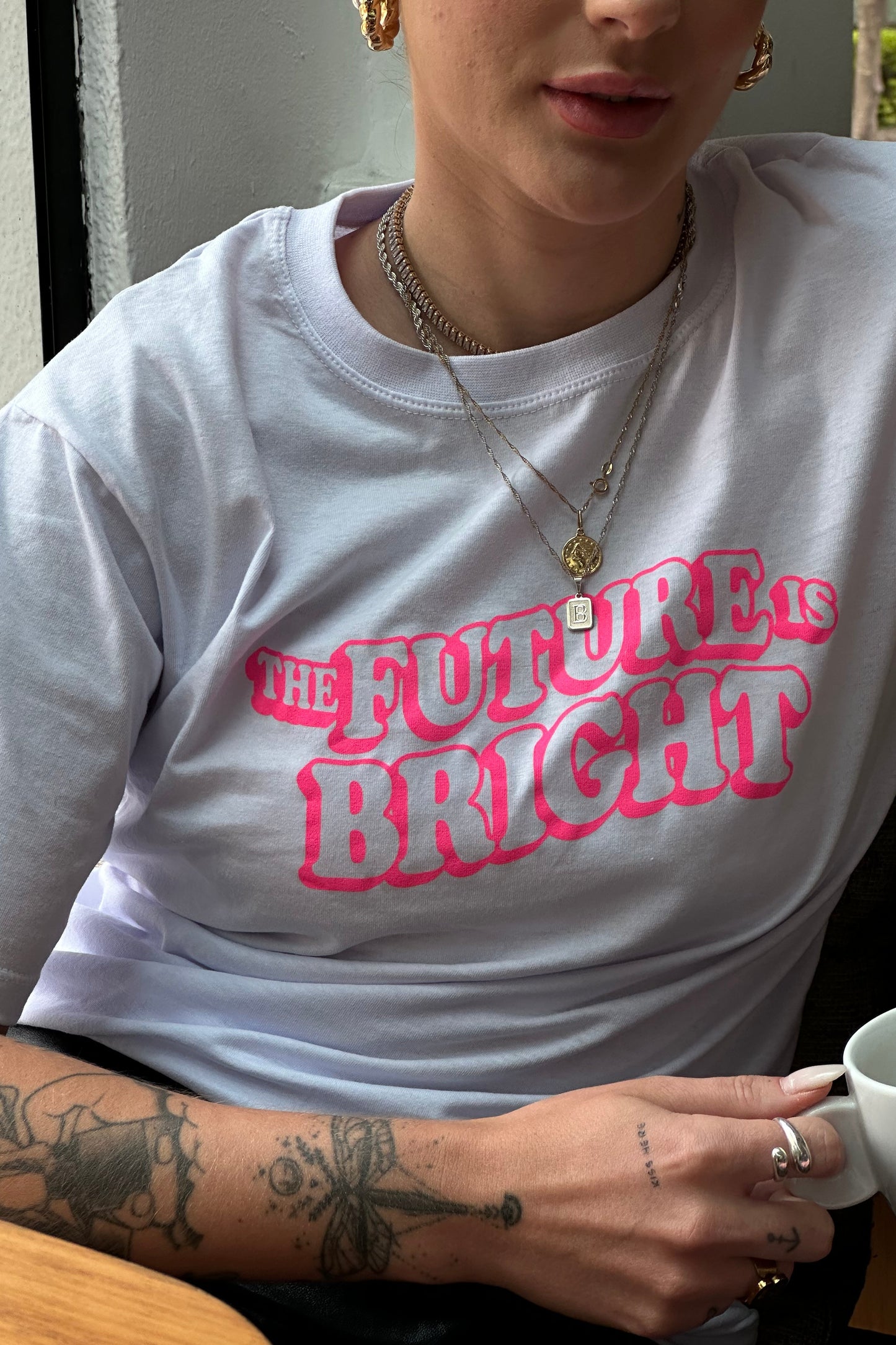 T-shirt Feminina 100% Algodão Estampa The Future