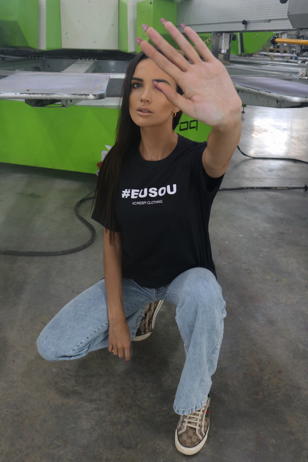 T-shirt 100% Feminina Algodão Estampa Eu Sou eu Preto