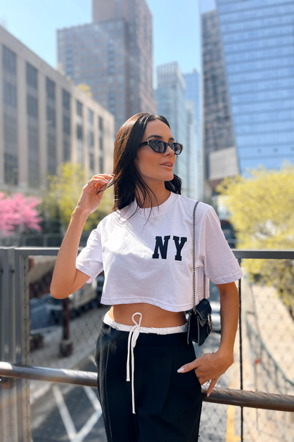 Cropped T-shirt Feminino 100% Algodão Manu Branco K