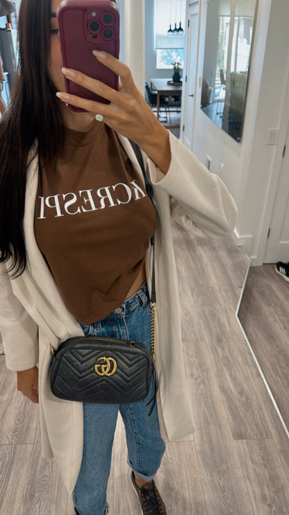T-shirt Feminina 100% Algodão Kcrespi Marrom