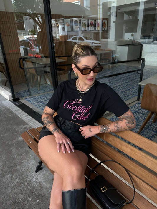 T-shirt Feminina 100% Algodão Estampa Cocktail Club