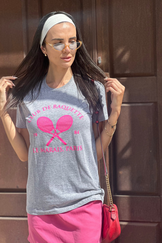 T-shirt Feminina 100% Algodão Cinza Padel Paris