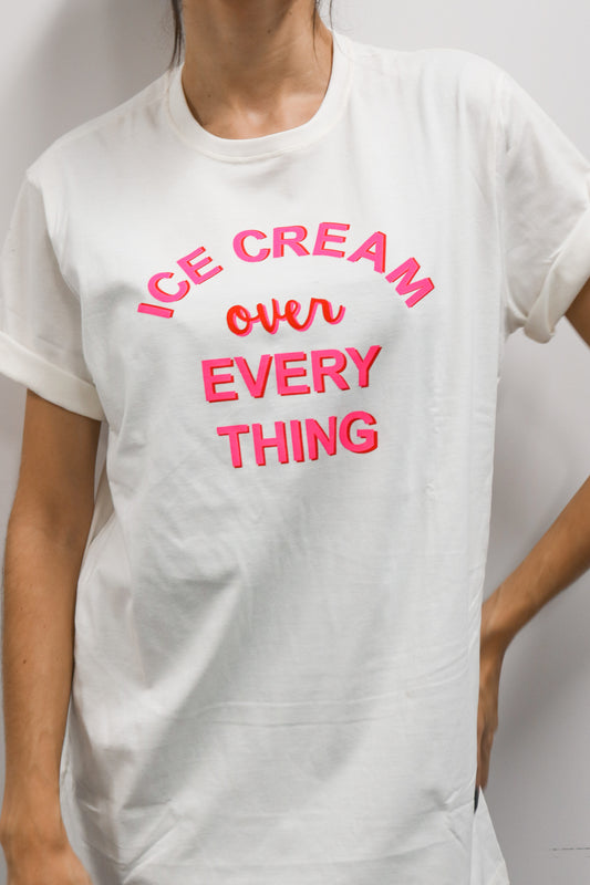 T-shirt 100% Algodão Estampa Ice Cream Branco