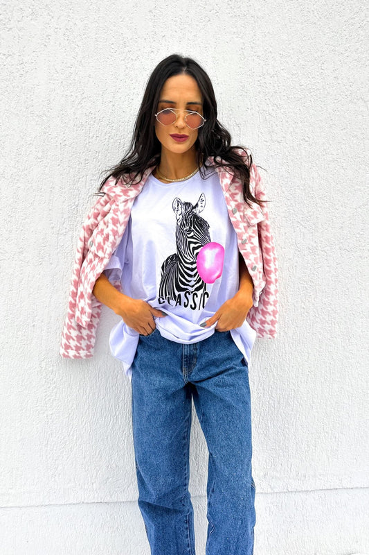 T-shirt Feminina 100% Algodão Estampa Classic Branca