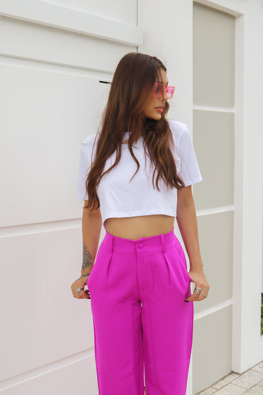Cropped T-shirt Feminino 100% Algodão Manu Branco
