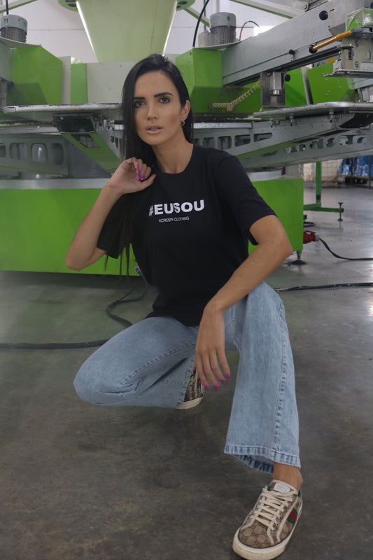 T-shirt 100% Feminina Algodão Estampa Eu Sou eu Preto