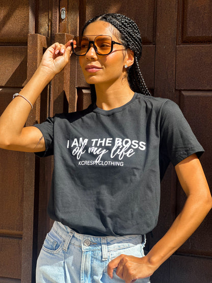 T-shirt Feminina 100% Algodão Eu sou a chefe da minha vida Preta