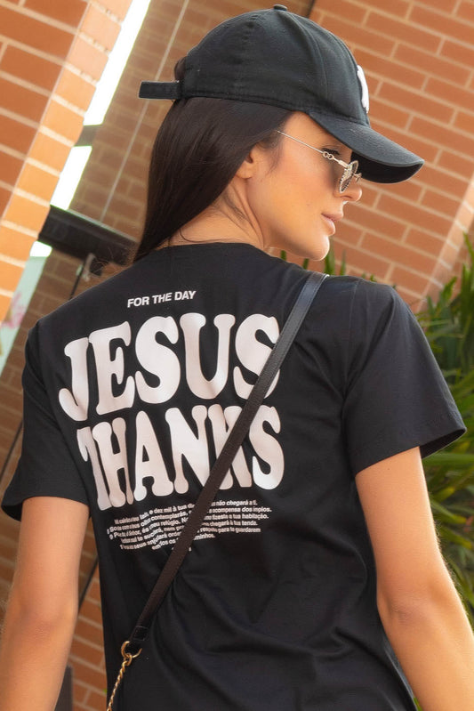 T-shirt Feminina 100% Algodão For The Day Preto