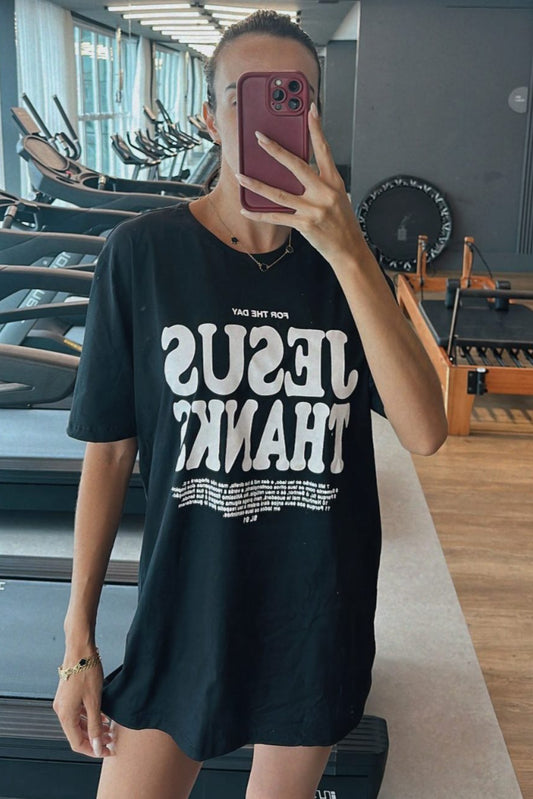 T-shirt Feminina 100% Algodão Jesus Salmo 91 Preta