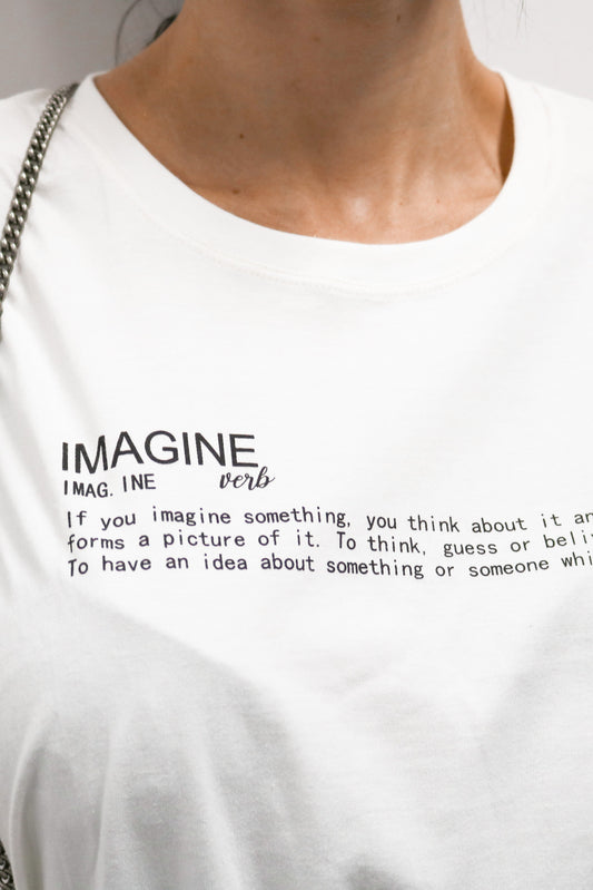 T-shirt 100% Algodão Estampa Imagine Branco