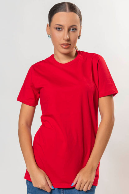 T-shirt Feminina 100% Algodão Lisa Vermelha
