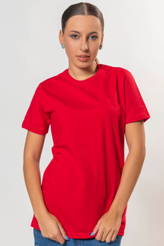 T-shirt Feminina 100% Algodão Lisa Vermelha