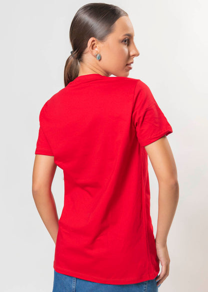 T-shirt Feminina 100% Algodão Lisa Vermelha
