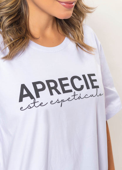 T-shirt Feminina 100% Algodão Aprecie Branca