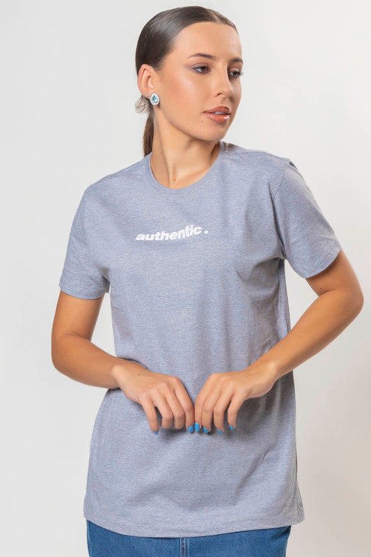 T-shirt Feminina 100% Algodão Authentic Cinza