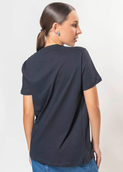 T-shirt Feminina 100% Algodão Lisa Preto