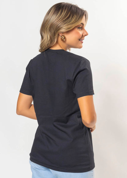 T-shirt Feminina 100% Algodão Bonjour Preto