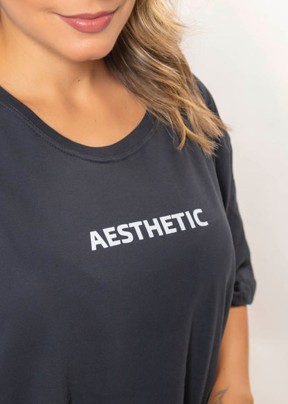 T-shirt Feminina 100% Algodão Aesthetic Preto