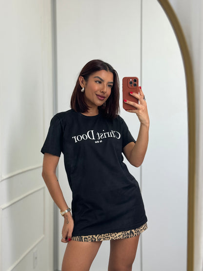 T-shirt Feminina 100% Algodão Christ Door Preta