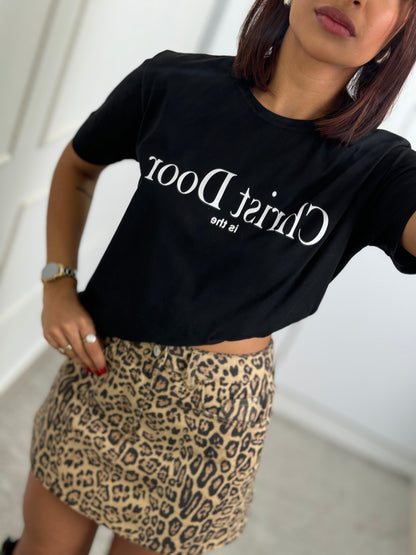 T-shirt Feminina 100% Algodão Christ Door Preta