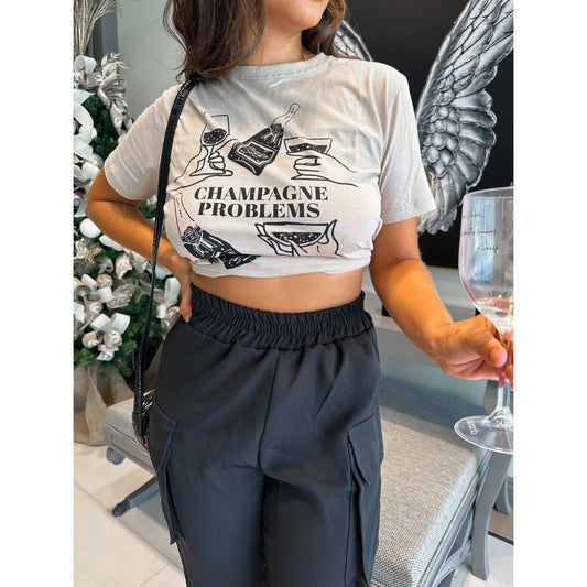 T-shirt Feminina 100% Algodão Estampa Champagne