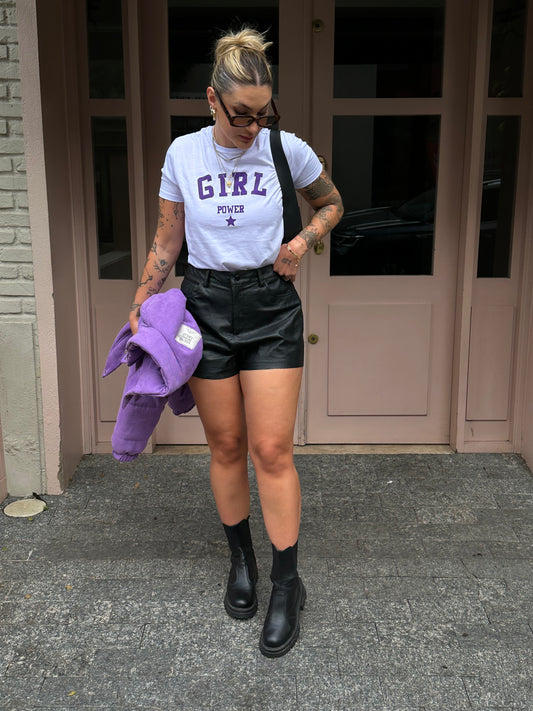 T-shirt Feminina 100% Algodão Estampa Girl Power Branca