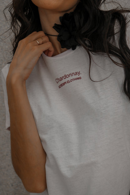 T-shirt 100% Algodão Estampa Chardonnay Branco