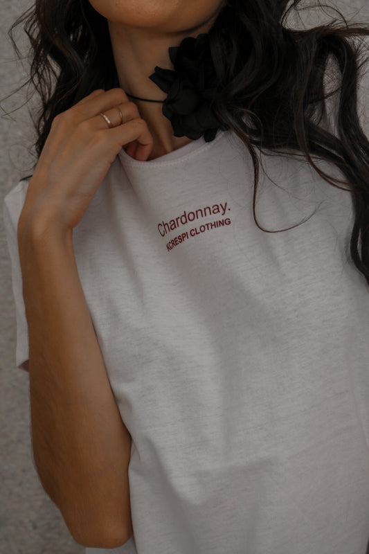 T-shirt 100% Algodão Estampa Chardonnay Branco