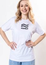 T-shirt Feminina 100% Algodão Signo Aquario Branca