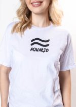 T-shirt Feminina 100% Algodão Signo Aquario Branca