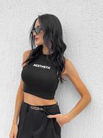 Cropped Feminino Nadador Aesthetic Preto