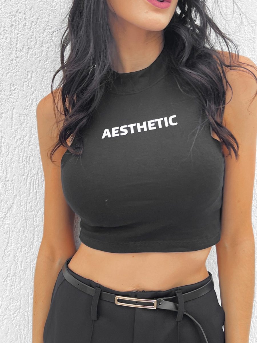 Cropped Feminino Nadador Aesthetic Preto