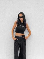 Cropped Feminino Nadador Aesthetic Preto