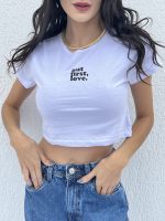 T-shirt Feminina Baby 100% Algodão But First Love Branca